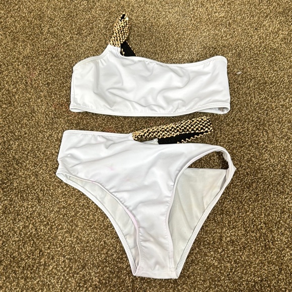 SHEIN Gold and White Bandeau Bikini - Picture 1 of 1